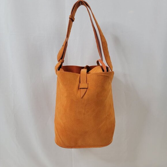 Laila by Geir Ness Burnt Orange Faux Suede Bucket Bag – Nordic Minimalist Style - Picture 2 of 10